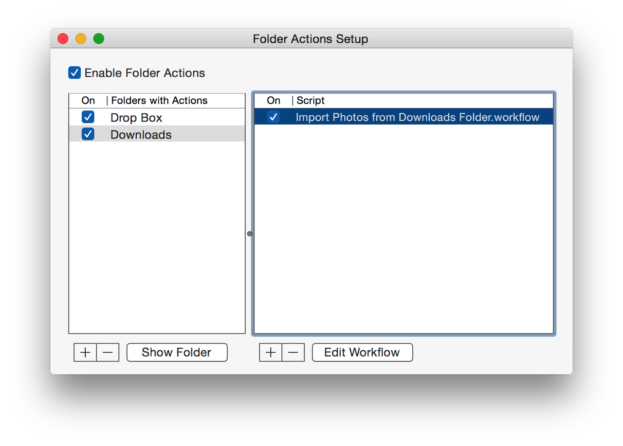 folder actions setup